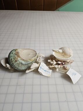 Two Vintage Seashell Candles